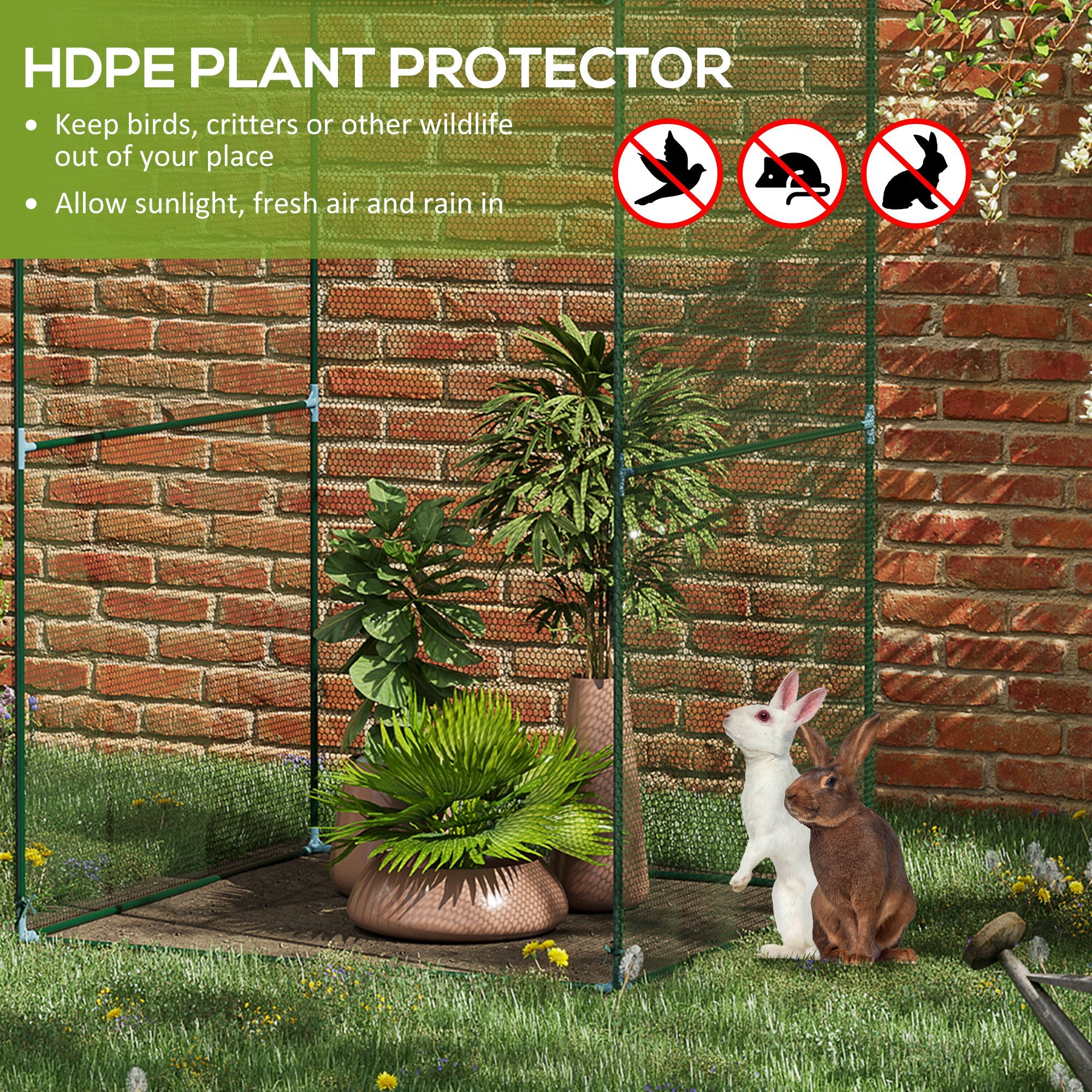 4' x 4' Crop Cage, Plant Protection Tent with Zippered Doors for Vegetable Garden, Backyard, Green
