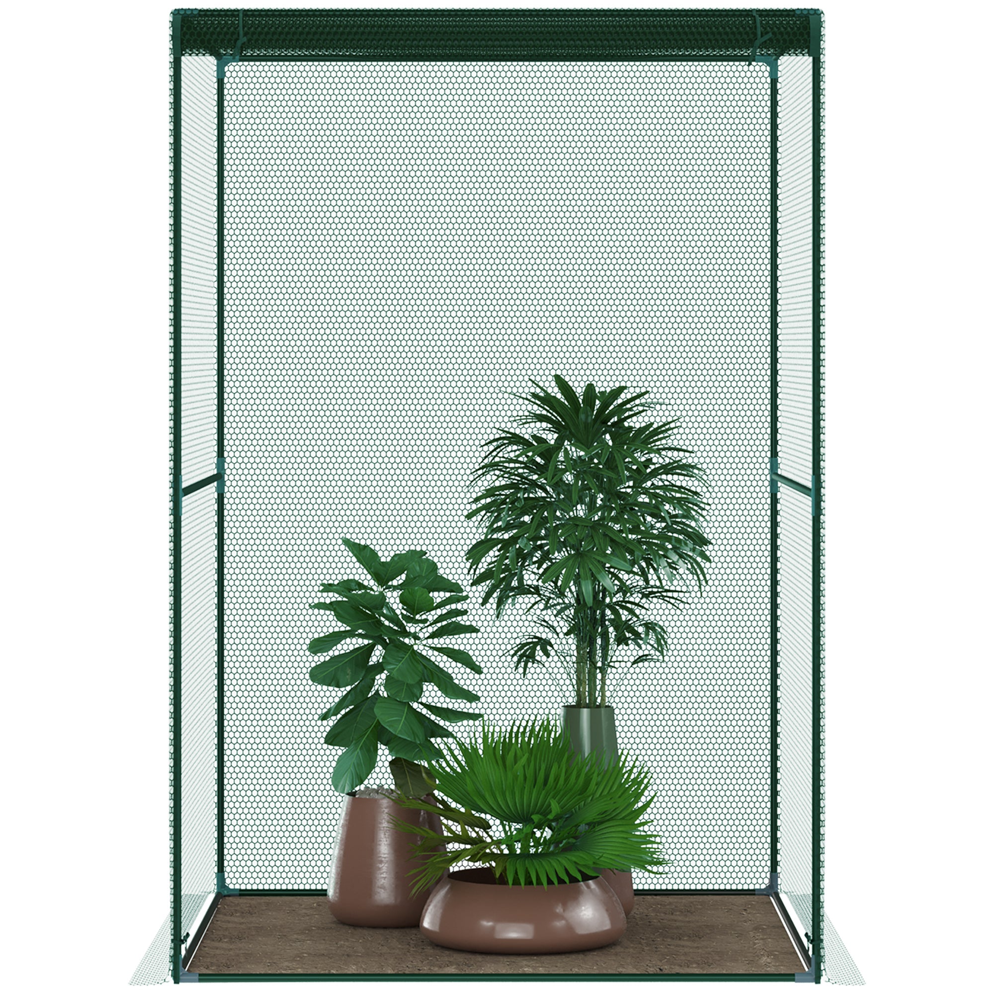 4' x 4' Crop Cage, Plant Protection Tent with Zippered Doors for Vegetable Garden, Backyard, Green
