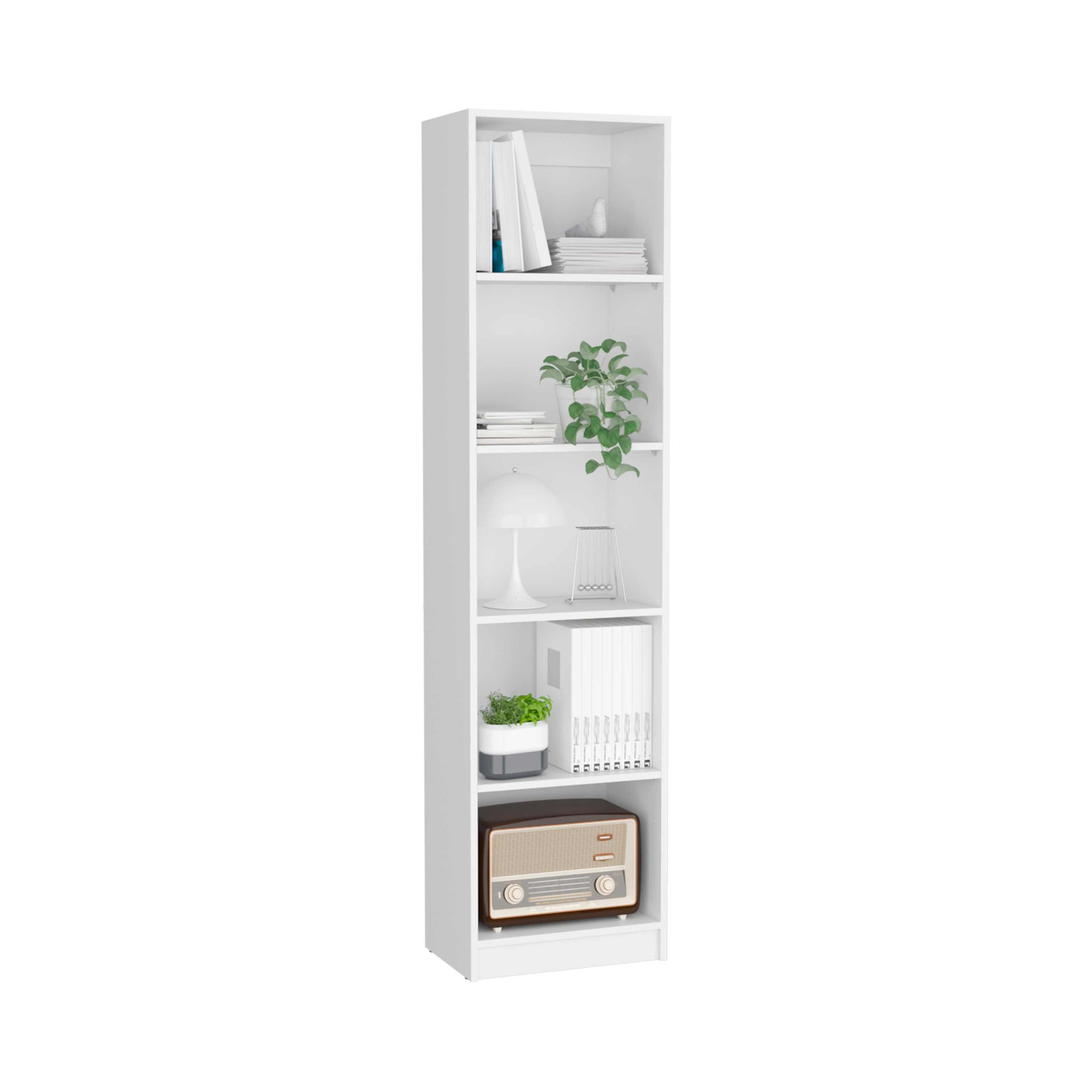 Vinton XS Bookcase Compact Bookshelf with Multiple Shelves, White