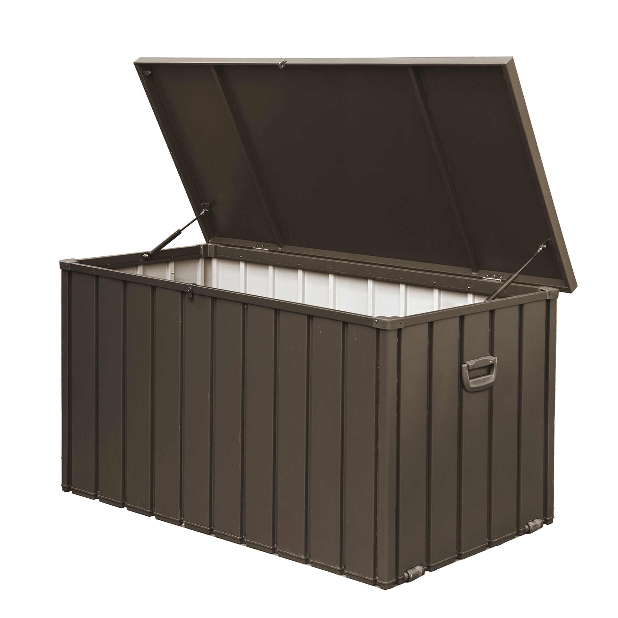 200 Gallon Outdoor Steel Deck Box – Extra-Large Waterproof Patio Storage Bench, Dark Brown