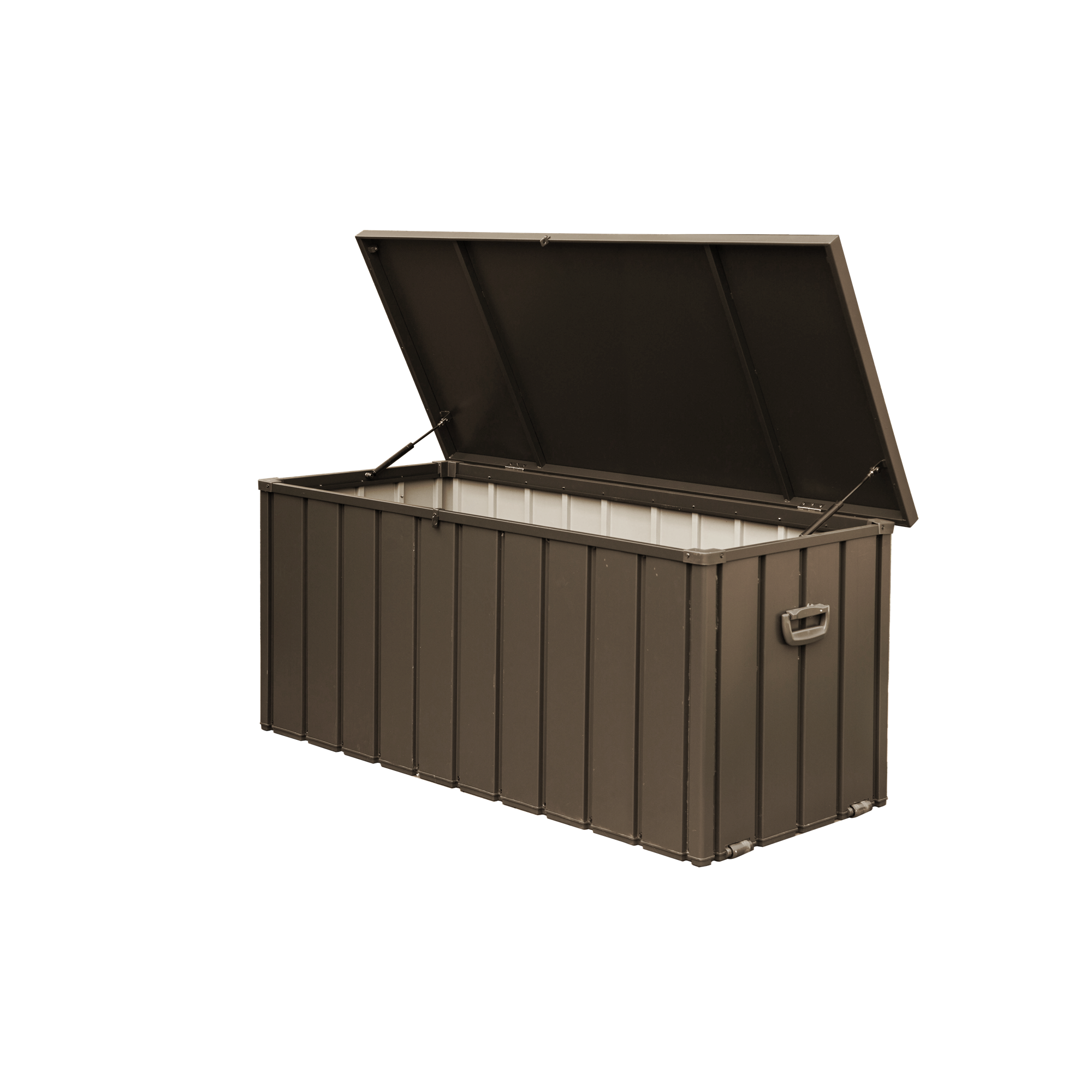 160 Gallon Outdoor Steel Deck Box – Extra-Tall Waterproof Patio Storage Bench, Dark Brown, 660 lb Capacity