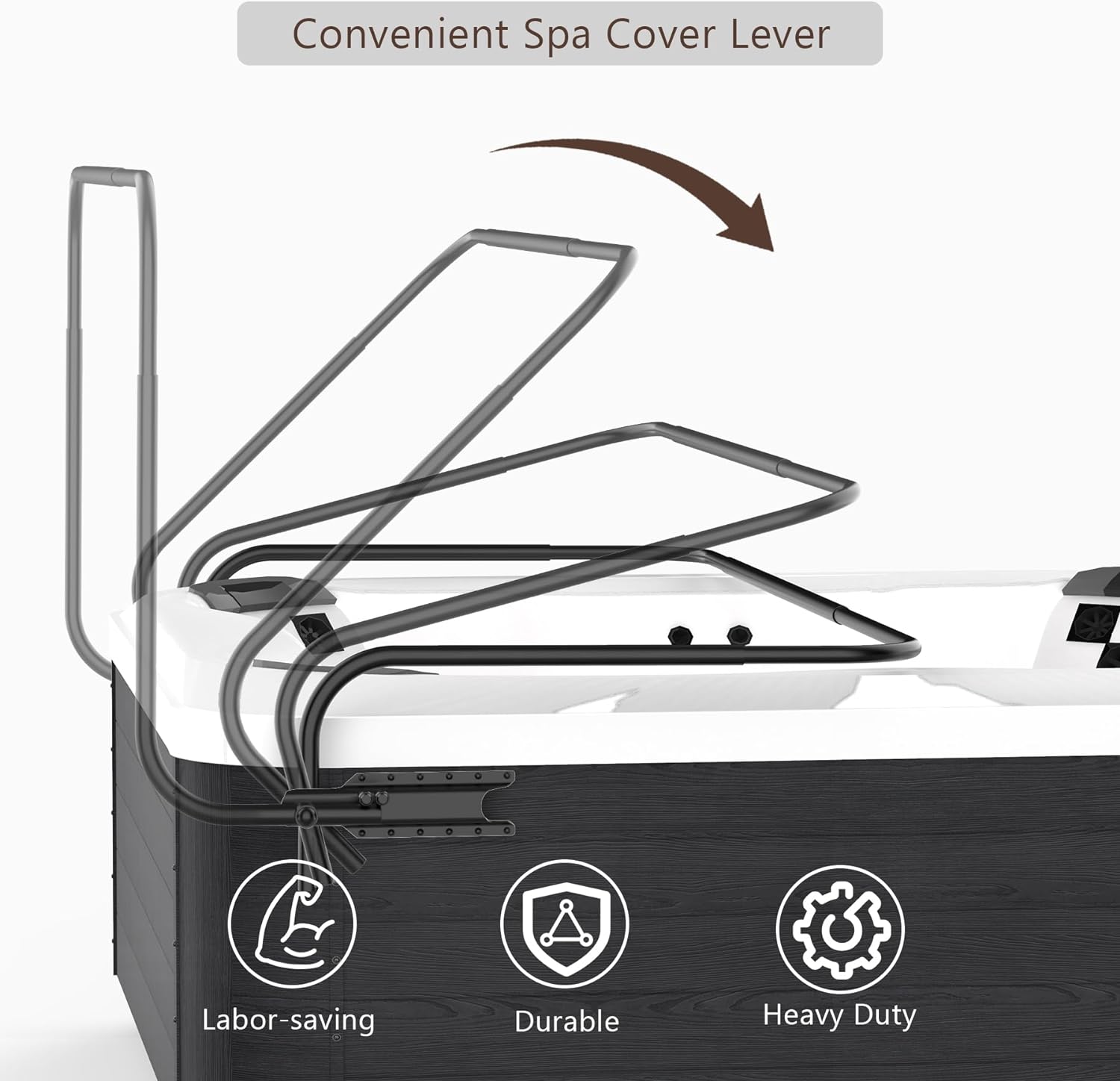 Universal Hot Tub Cover Lift – Side Mounted Spa Cover Lifter, Adjustable Aluminum Brackets, Fits Most Spas
