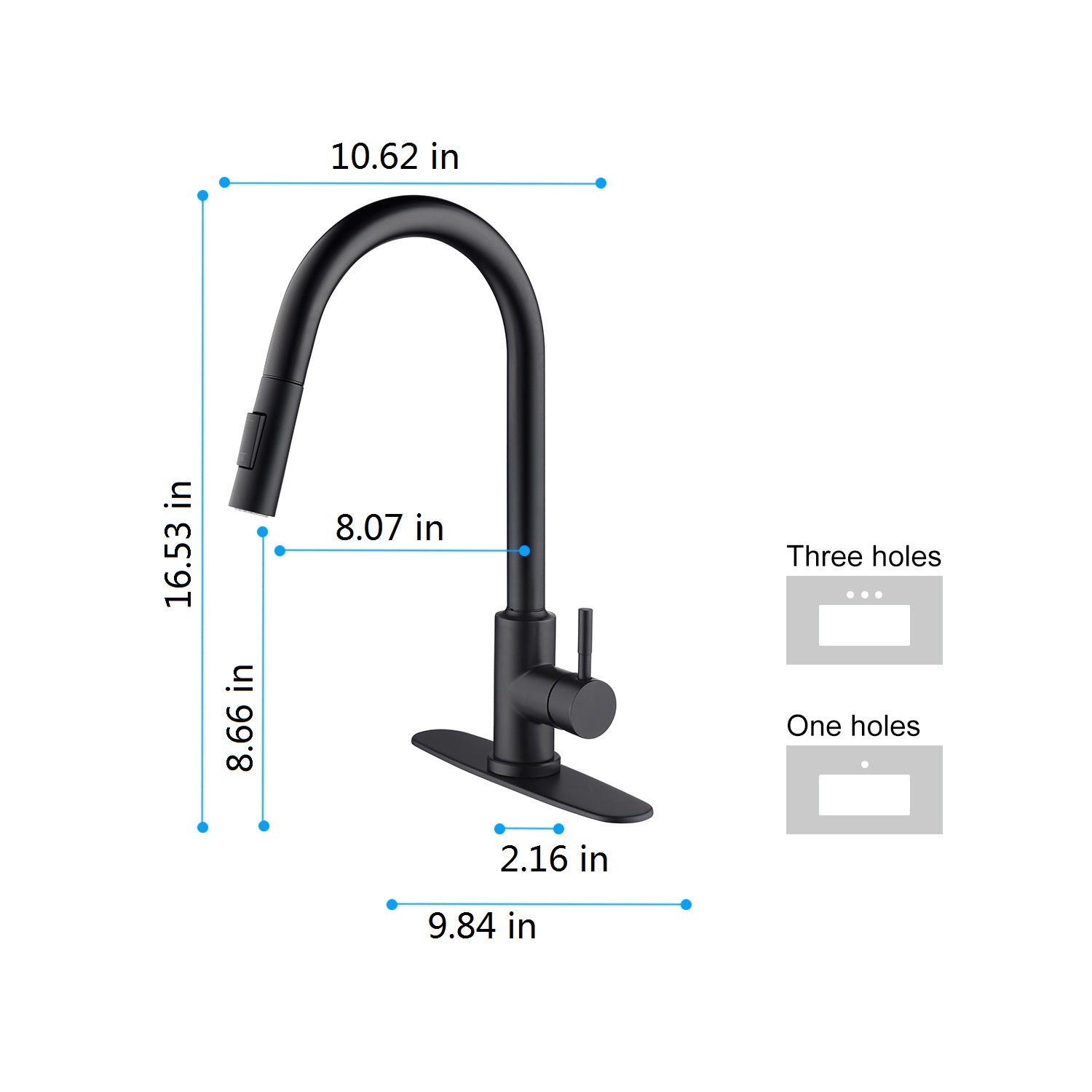 Touch Kitchen Faucet with Pull Down Sprayer – Matte Black, 360° Swivel, Single Handle, Stainless Steel