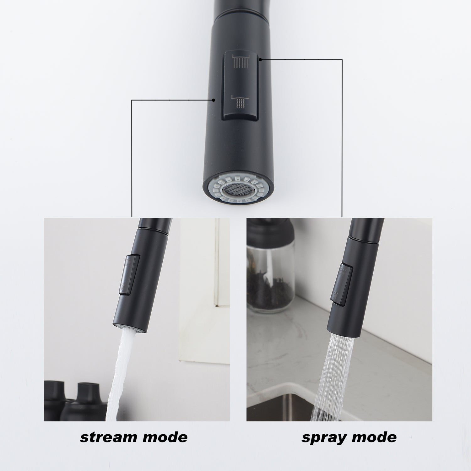 Touch Kitchen Faucet with Pull Down Sprayer – Matte Black, 360° Swivel, Single Handle, Stainless Steel