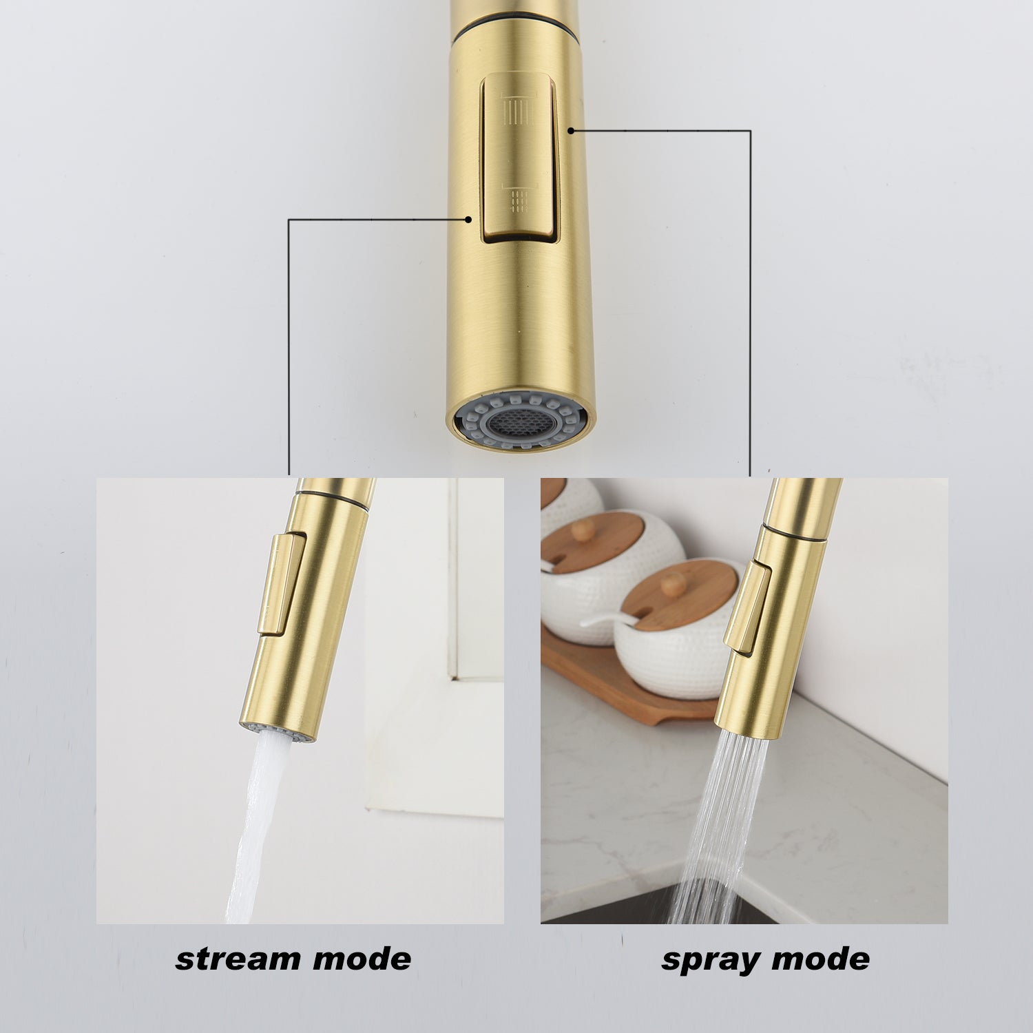 Touch Kitchen Faucet with Pull Down Sprayer – Brushed Gold, 360° Swivel, Single Handle, Stainless Steel