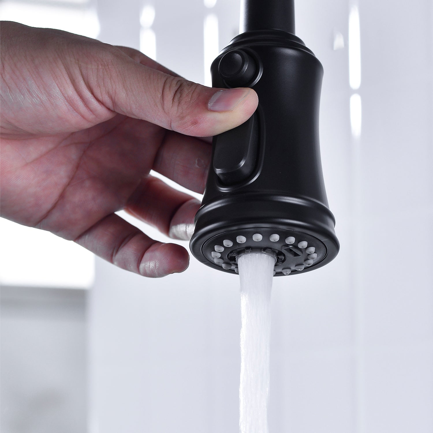 Bridge Kitchen Faucet with Pull-Down Sprayhead – Matte Black, Dual Handle, 360° Swivel, Solid Brass