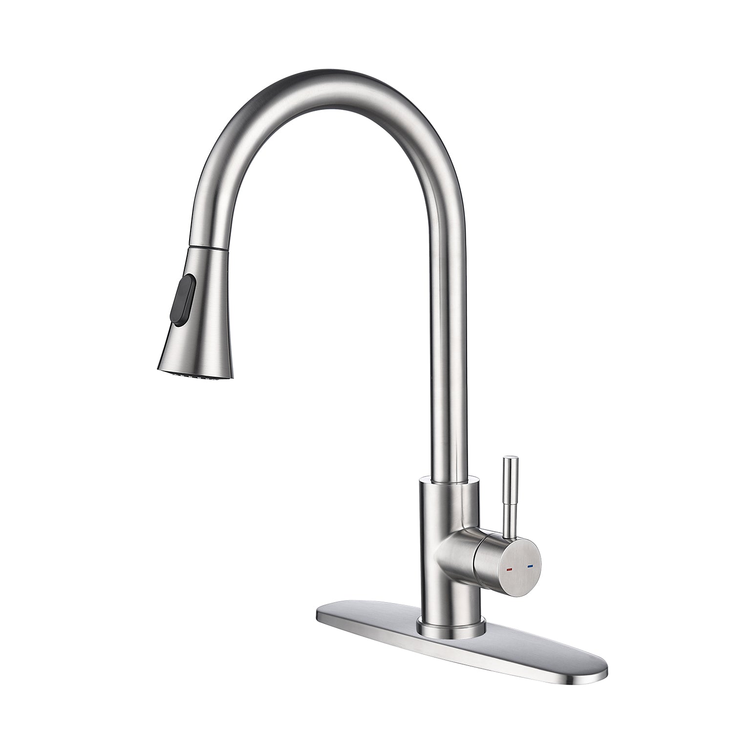 Kitchen Faucet with Pull Out Sprayer – Brushed Nickel, 360° Swivel, Single Handle, Stainless Steel