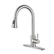 Kitchen Faucet with Pull Out Sprayer – Brushed Nickel, 360° Swivel, Single Handle, Stainless Steel