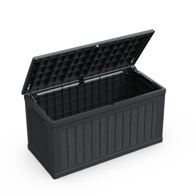 230 Gallon Large Outdoor Storage XXL Deck Box for Patio Furniture, Outdoor Cushions, Garden Tools and Sports/Pools Equipment, Waterproof Resin, Lockable, Black