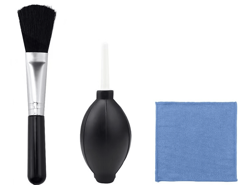 3 - in - 1 Camera Lens Cleaning Kit — Silicone Air Blower, Goat Hair Brush & Microfiber Cloth - HomeDIYer