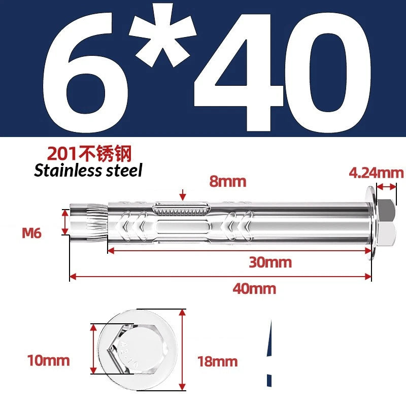 Stainless Steel Masonry Concrete Expansion Anchor Bolt — M6 M8 M10 M12 M16 | 304 & 201 SS