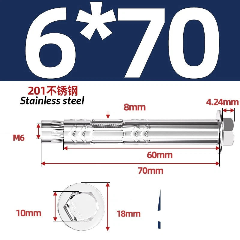 Stainless Steel Masonry Concrete Expansion Anchor Bolt — M6 M8 M10 M12 M16 | 304 & 201 SS