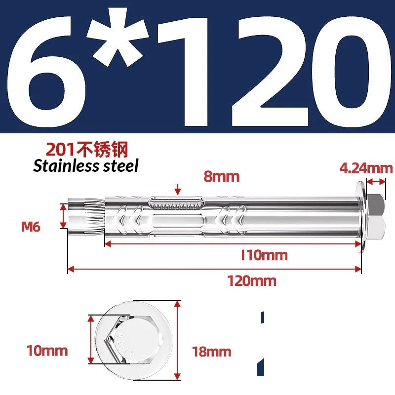 Stainless Steel Masonry Concrete Expansion Anchor Bolt — M6 M8 M10 M12 M16 | 304 & 201 SS