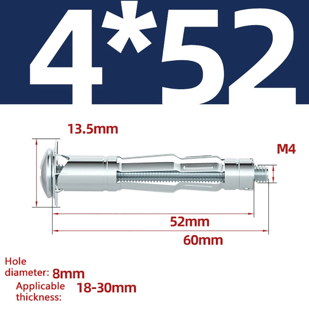 M4–M8 Metal Drywall Expansion Bolts | Hollow Wall Anchors for Plasterboard & Drywall