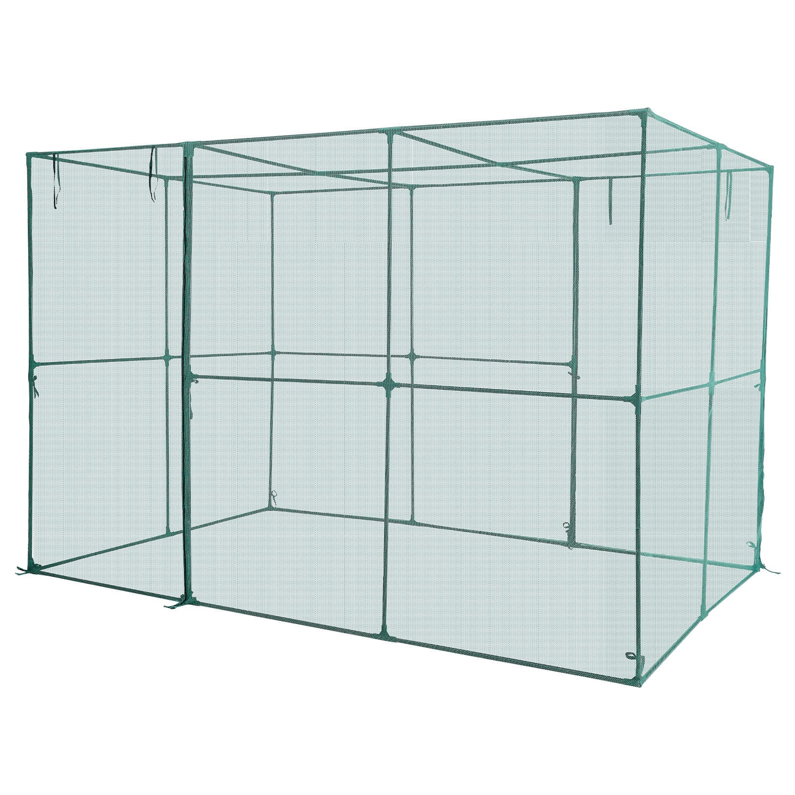 9.5ft x 6.36ft x 6.36ft Walk‑In Crop Cage — Tall Plant Protection Tent Zippered Door & Wind‑Resistant Frame Black Green