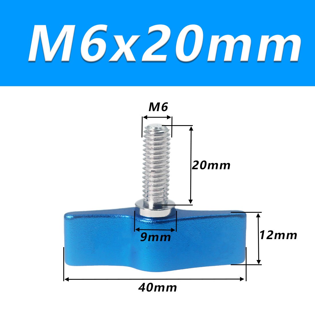 1/4 M4 M5 M6 Clamping Thumb Screw Tee Wing Knob Head Hand Grip Bolt Aluminum - HomeDIYer