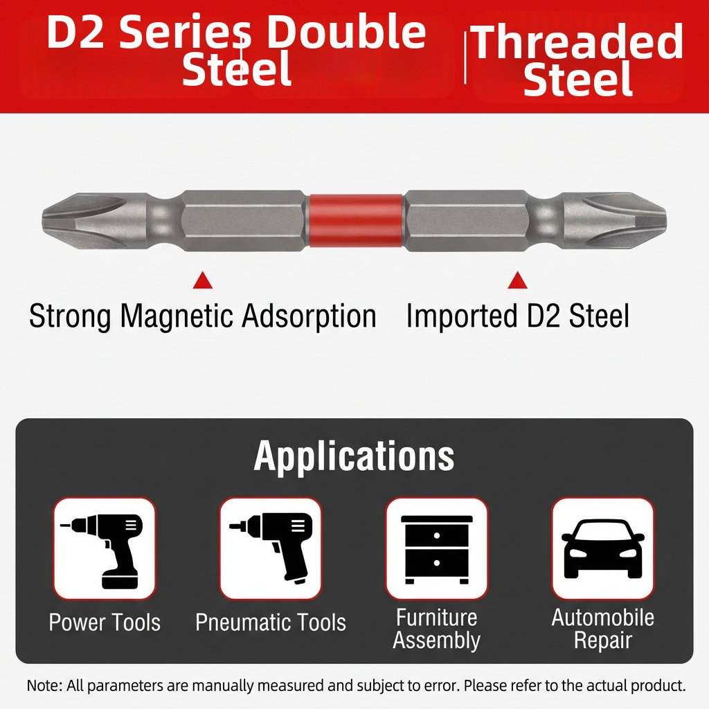 D2 Steel Anti-Slip Magnetic Impact Screwdriver Bits | Nunchaku-Style Single-End Bits