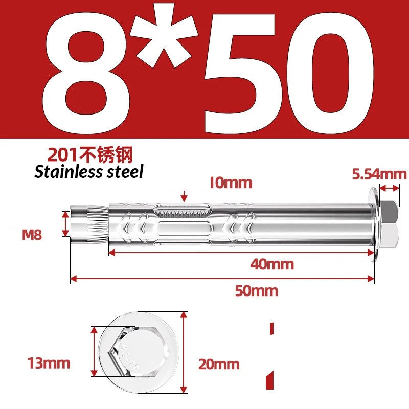 Stainless Steel Masonry Concrete Expansion Anchor Bolt — M6 M8 M10 M12 M16 | 304 & 201 SS
