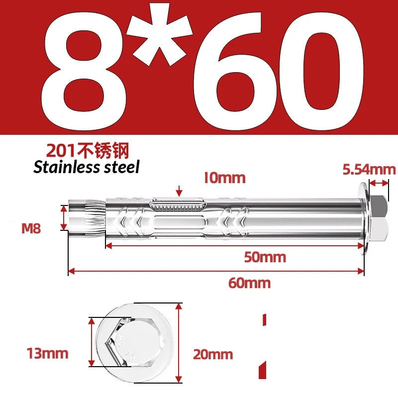 Stainless Steel Masonry Concrete Expansion Anchor Bolt — M6 M8 M10 M12 M16 | 304 & 201 SS