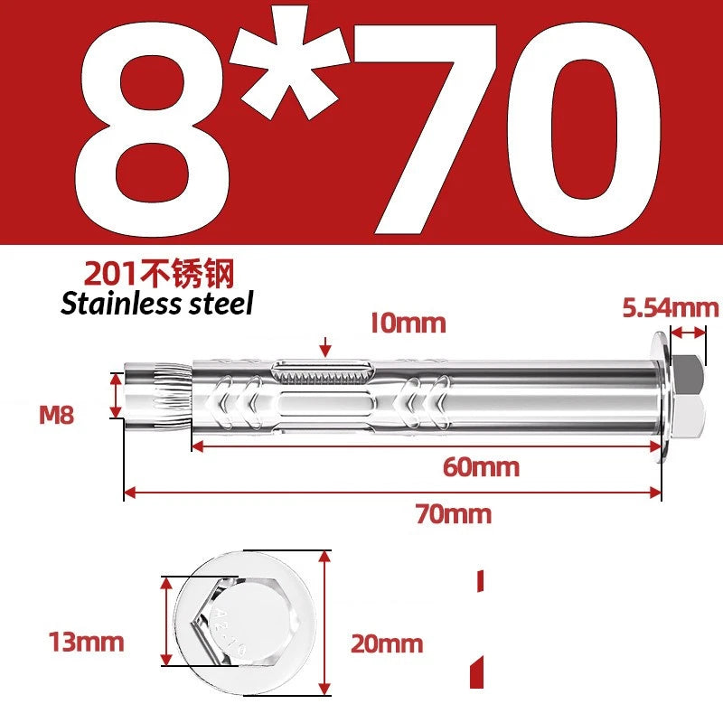 Stainless Steel Masonry Concrete Expansion Anchor Bolt — M6 M8 M10 M12 M16 | 304 & 201 SS