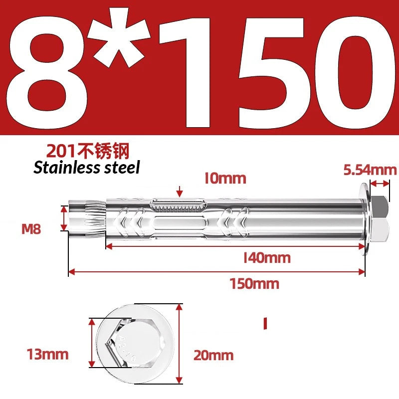 Stainless Steel Masonry Concrete Expansion Anchor Bolt — M6 M8 M10 M12 M16 | 304 & 201 SS