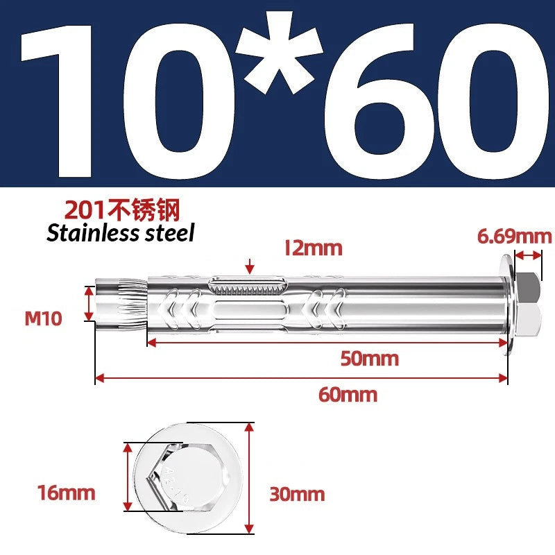 Stainless Steel Masonry Concrete Expansion Anchor Bolt — M6 M8 M10 M12 M16 | 304 & 201 SS
