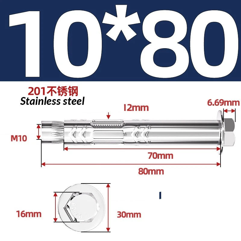 Stainless Steel Masonry Concrete Expansion Anchor Bolt — M6 M8 M10 M12 M16 | 304 & 201 SS