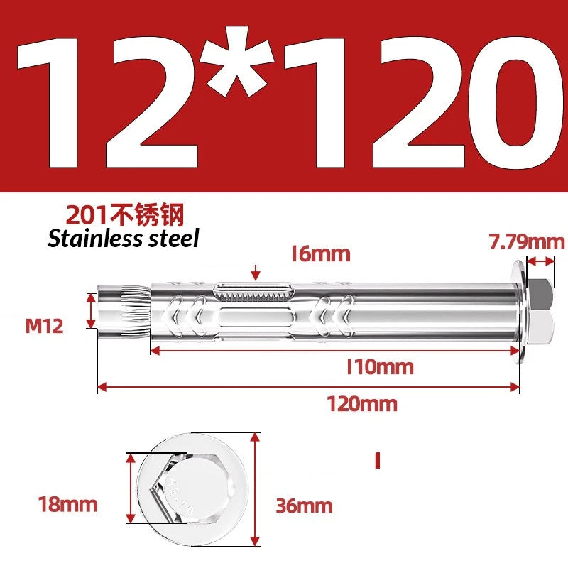 Stainless Steel Masonry Concrete Expansion Anchor Bolt — M6 M8 M10 M12 M16 | 304 & 201 SS