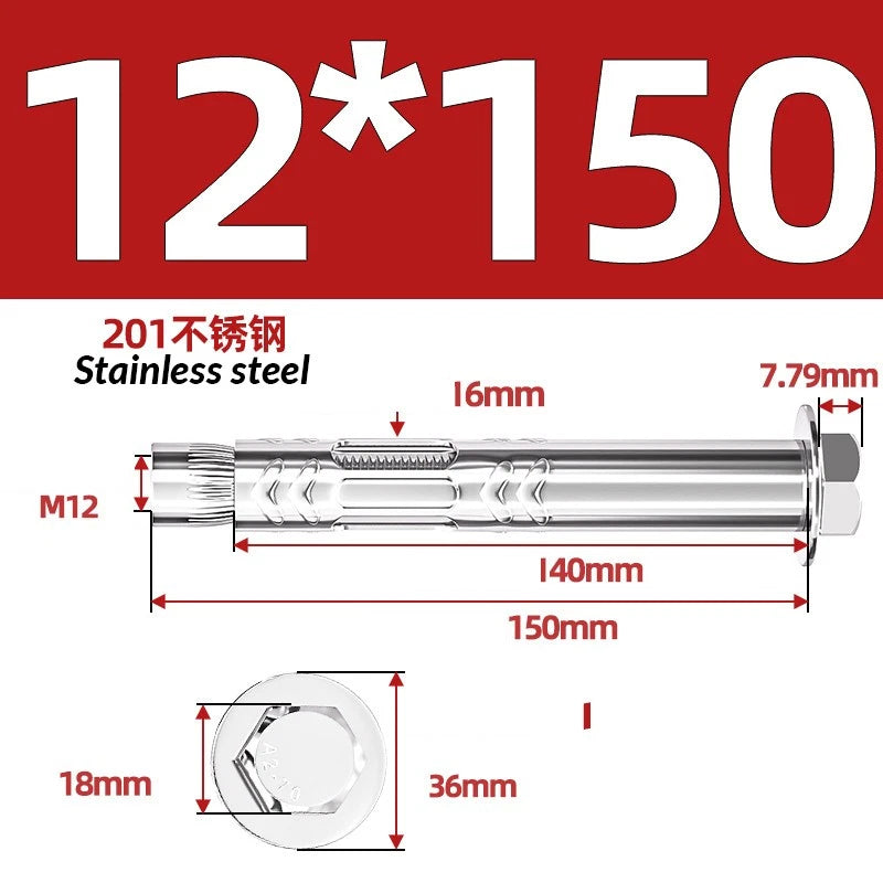 Stainless Steel Masonry Concrete Expansion Anchor Bolt — M6 M8 M10 M12 M16 | 304 & 201 SS