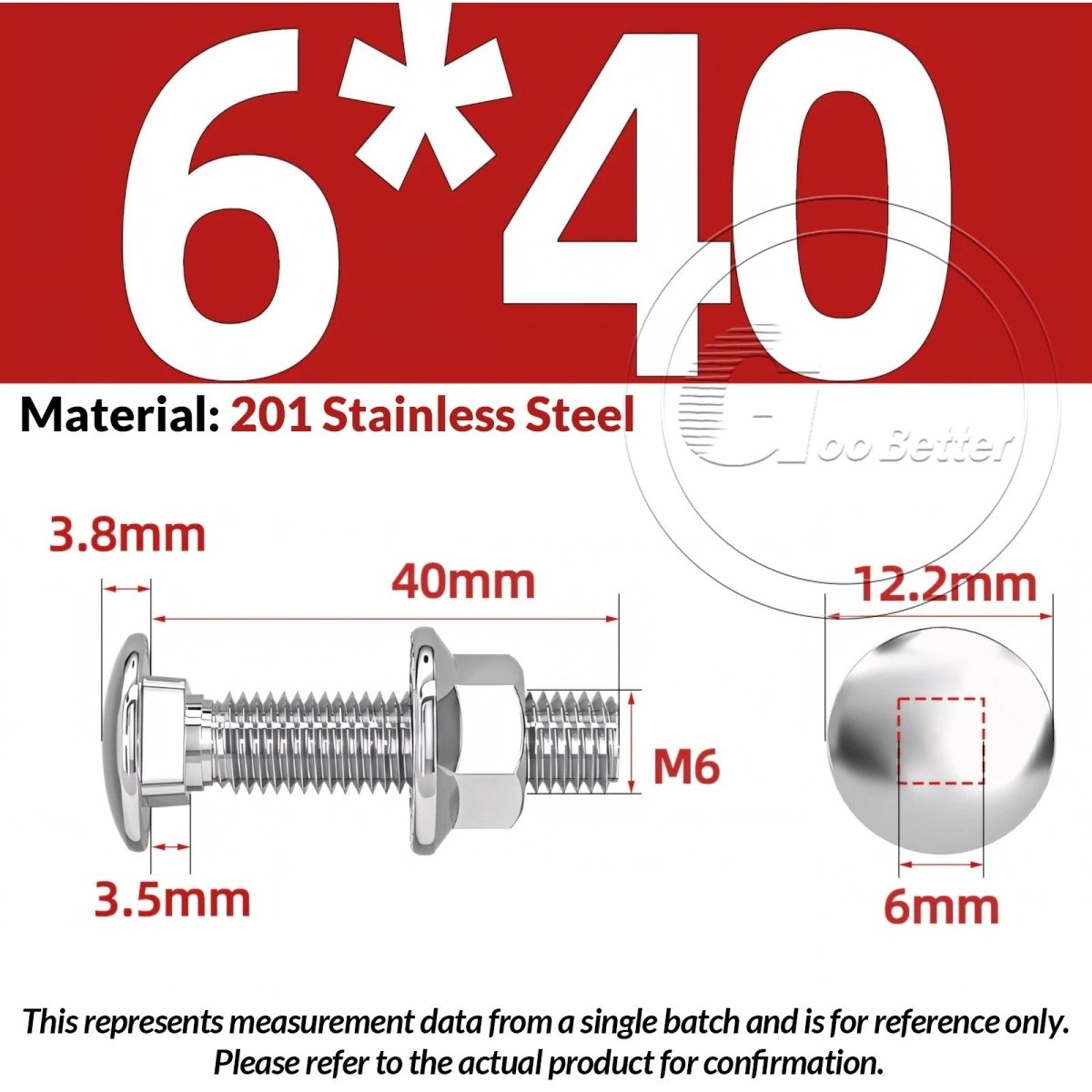 M5–M12 Carriage Bolts with Nuts | Cup Square Domed Head | 201 Stainless Steel - HomeDIYer