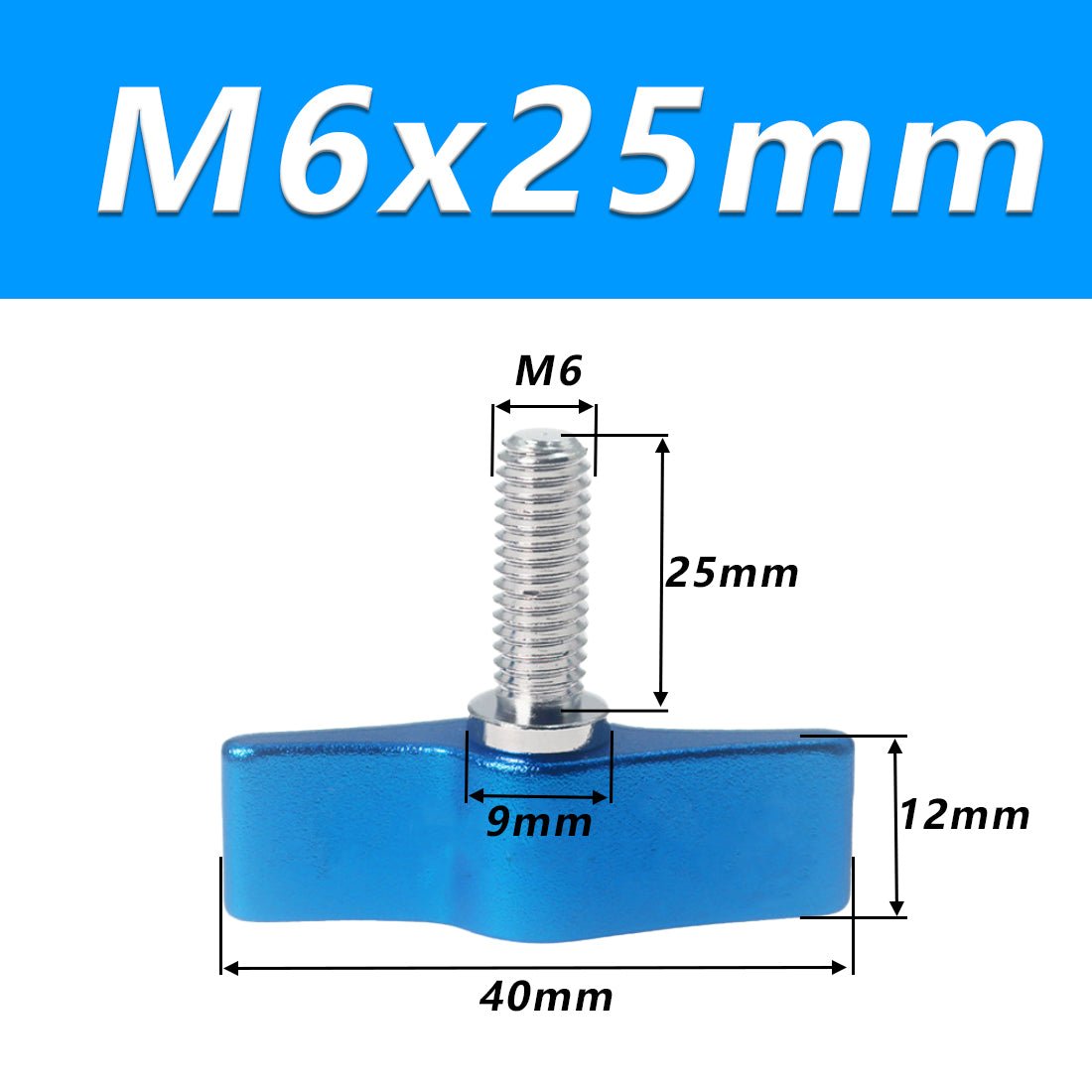 1/4 M4 M5 M6 Clamping Thumb Screw Tee Wing Knob Head Hand Grip Bolt Aluminum - HomeDIYer
