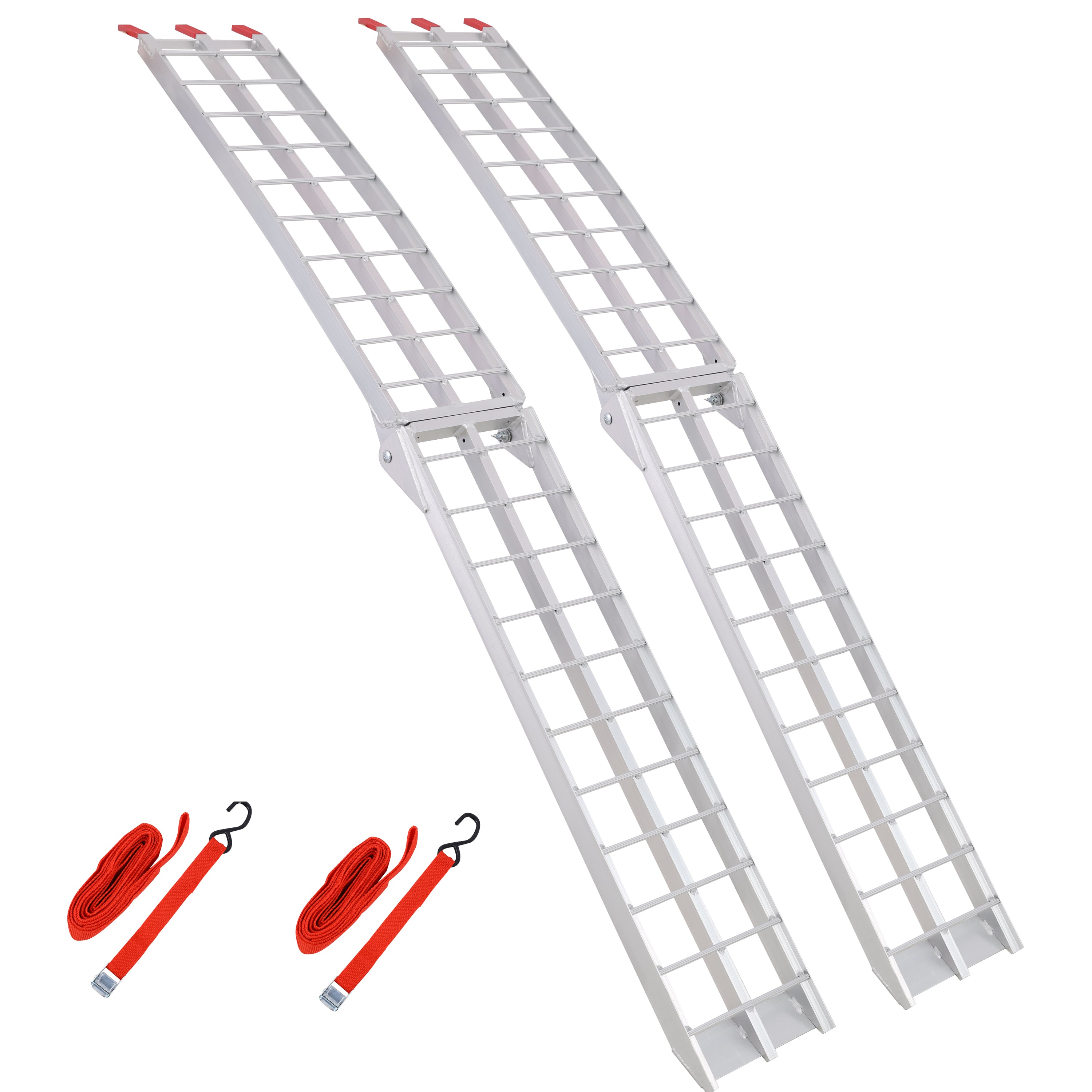 7.5FT Aluminum Loading Ramps, 1500 Lbs Capacity per pair, With safety straps, Motorcycle Ramp, ATV Truck Ramps, Tailgate Ramps, Four Wheeler Ramps for Trucks, Lawn Mower, UTV, 1 PAIR, SILVER Color
