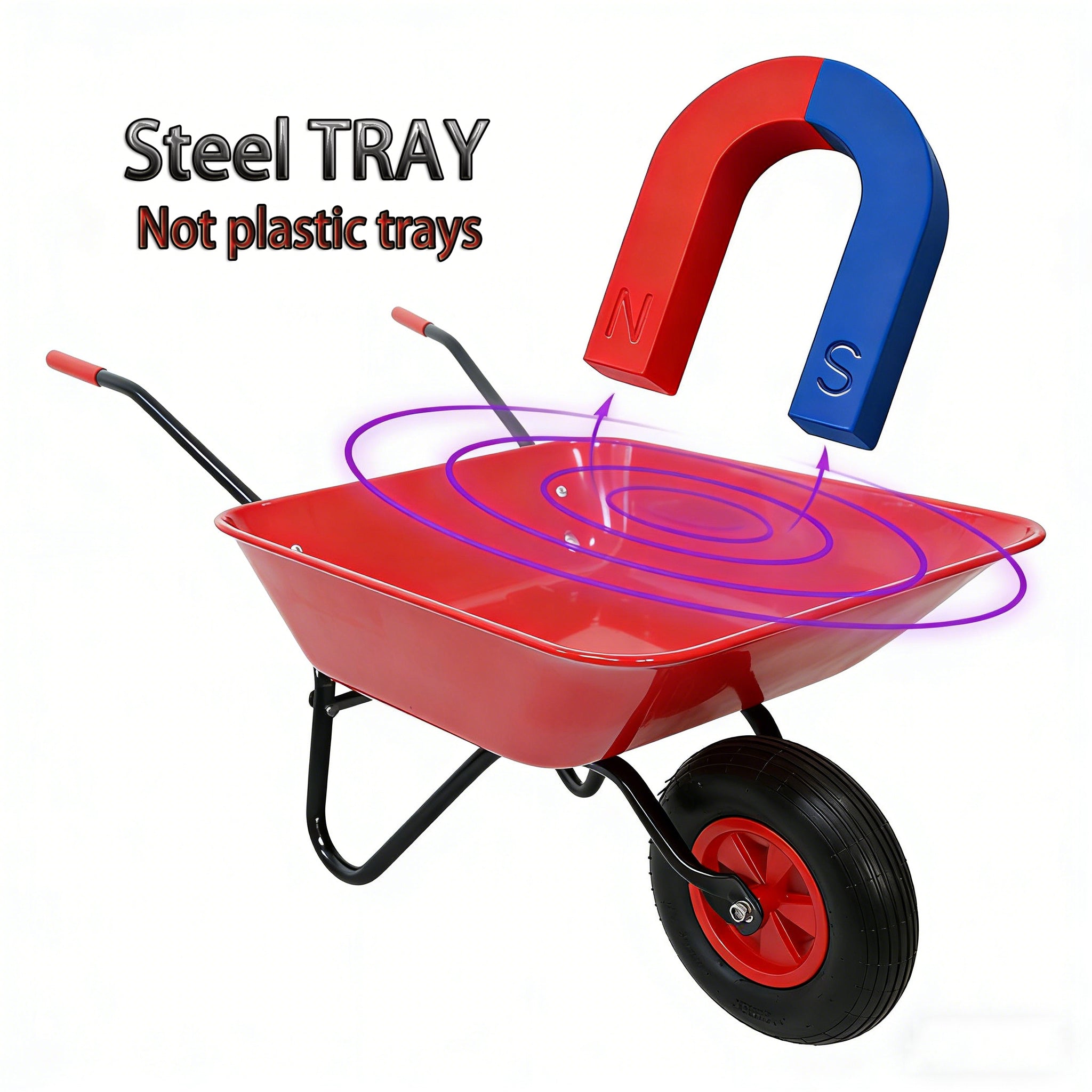 Steel TRAY wheel barrow trolley for red garden 12 inch pneumatic wheel