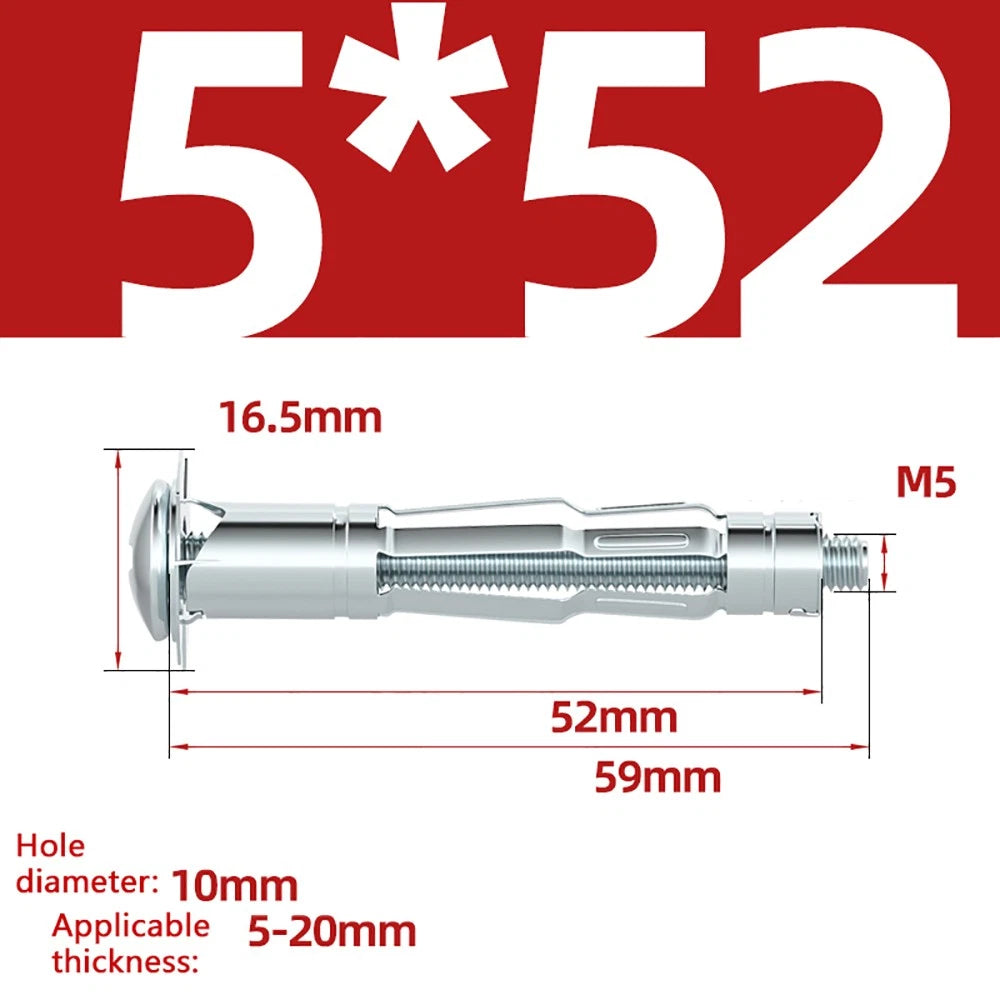 M4–M8 Metal Drywall Expansion Bolts | Hollow Wall Anchors for Plasterboard & Drywall