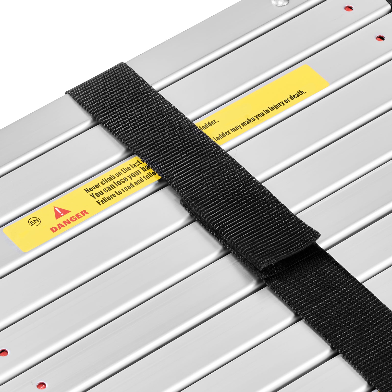 12.5FT Telescoping Aluminum Ladder — 330 lb Capacity, One‑Touch Retraction, Widened Steps, Silver