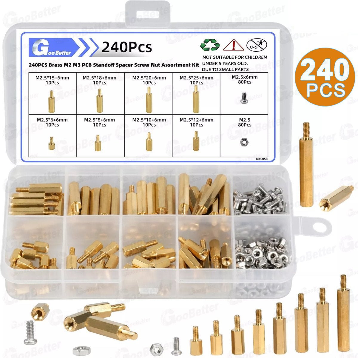 240 Pcs Male Female Brass PCB Spacer Standoff Screw Nut Assortment Threaded 2.5 - HomeDIYer