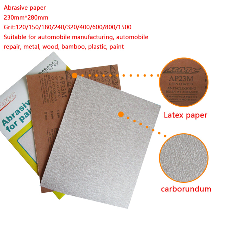 Sandpaper Carborundum Sheet Girnding Plate Polish Section 120~1500Grit 230*280mm