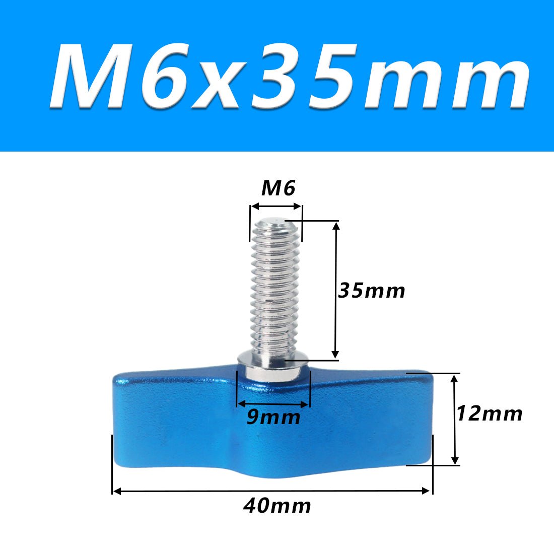 1/4 M4 M5 M6 Clamping Thumb Screw Tee Wing Knob Head Hand Grip Bolt Aluminum - HomeDIYer