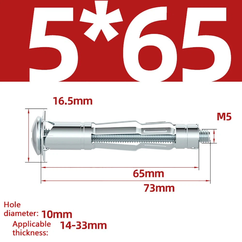 M4–M8 Metal Drywall Expansion Bolts | Hollow Wall Anchors for Plasterboard & Drywall