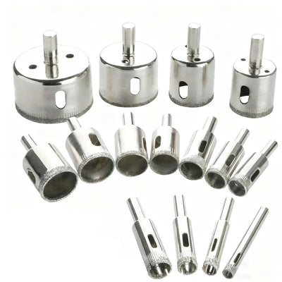 15Pcs Diamond Hole Saw Set Drill Bits Kit 3mm-42mm Cutter For Glass Ceramic Tile