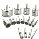 15Pcs Diamond Hole Saw Set Drill Bits Kit 3mm-42mm Cutter For Glass Ceramic Tile