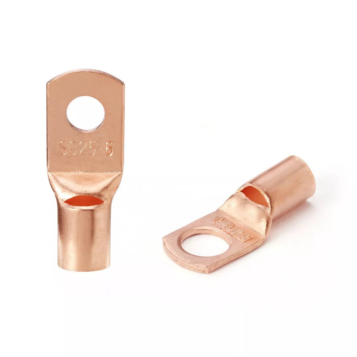 60Pcs/Kit SC6 - 25 Copper Lug Ring Battery Bare Lug Terminals Connector Wire Gauge - HomeDIYer