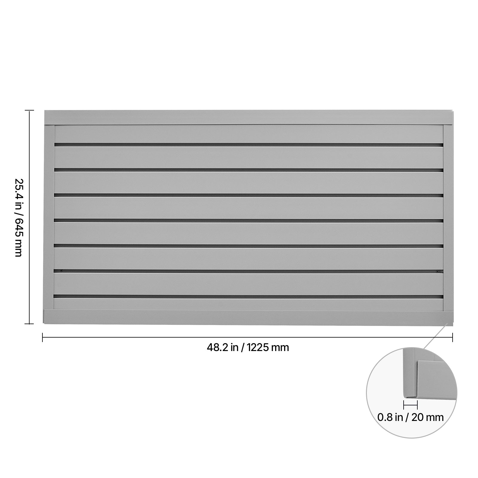 2 x 4 ft Slat Wall Paneling PVC Grey Garage Slatwall with Modular Design