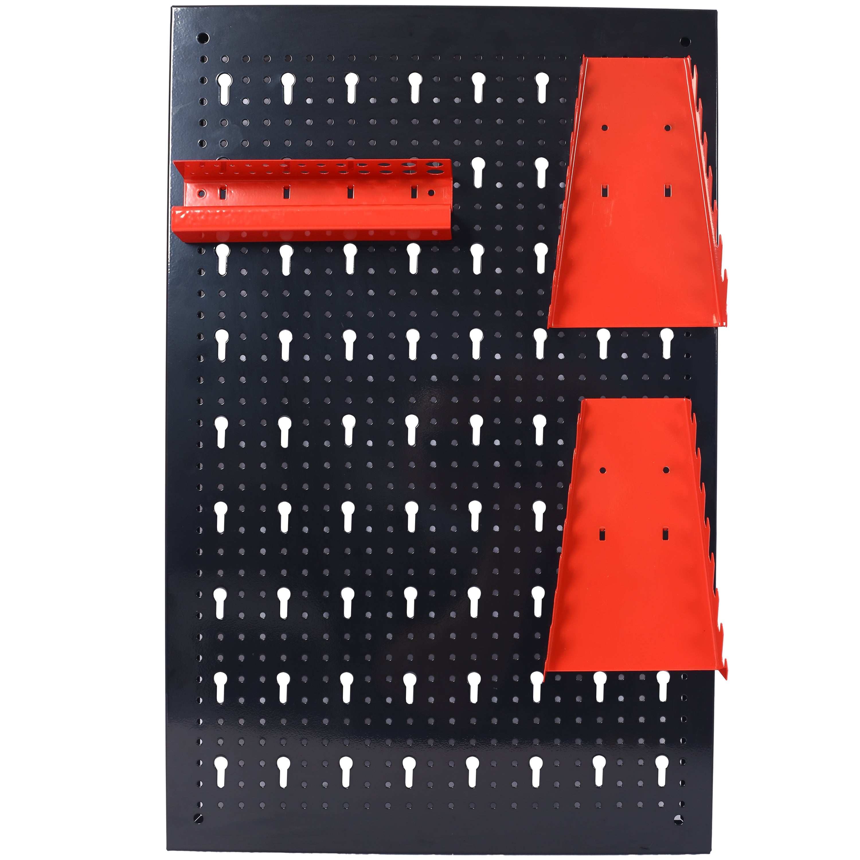 4ft Metal Pegboard Wall Organizer Kit, 48"x24" Garage Tool Storage with Drill Bit Rack, Wrench Rack & Hooks, Black