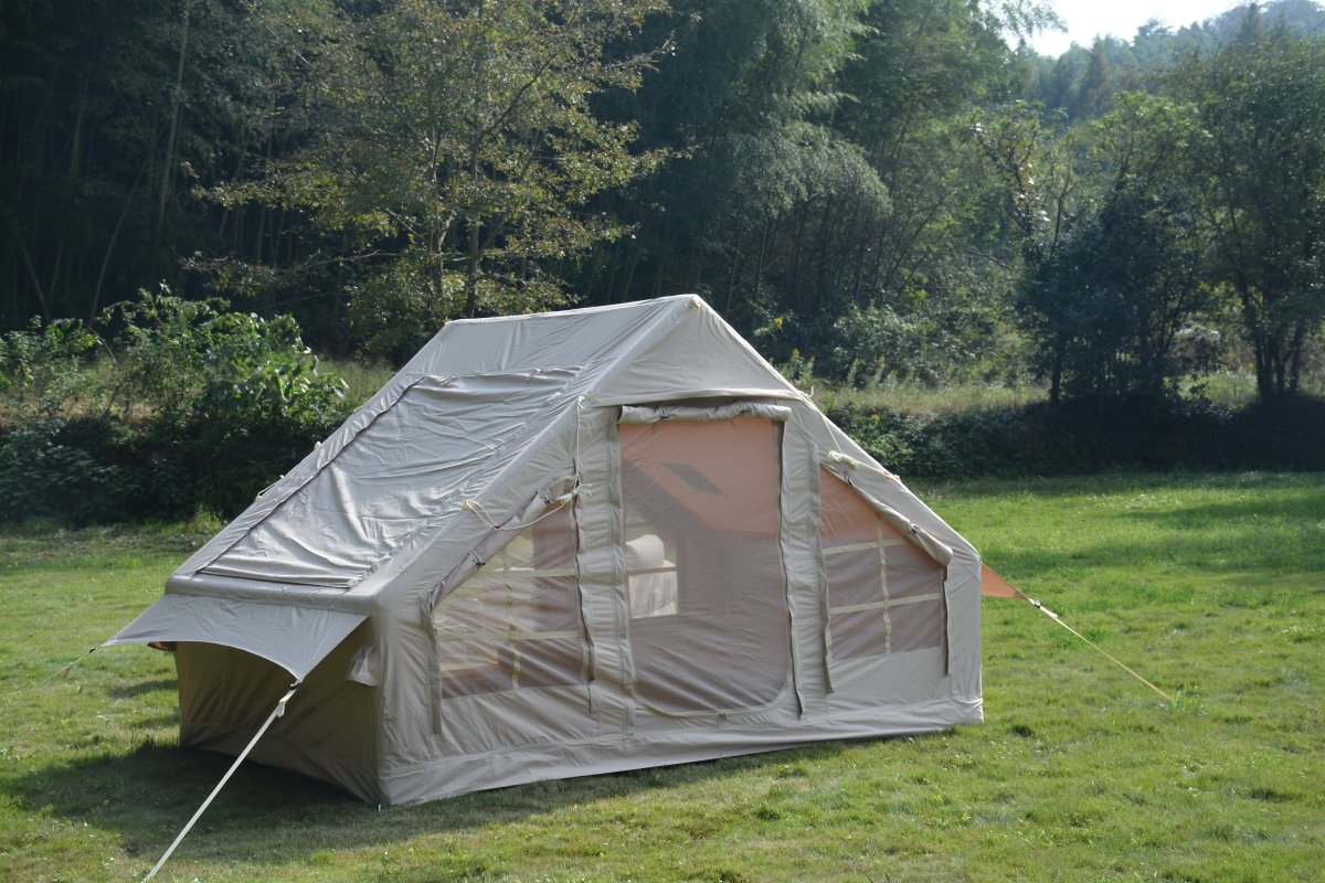 Inflatable Camping Tent Easy Setup 4 Season Glamping Tent with High Performance Inflatable Structure 4 - 6 Persons Waterproof Windproof Outdoor Self - Supporting Blow up Tent Air Tent Portable House Beige - HomeDIYer