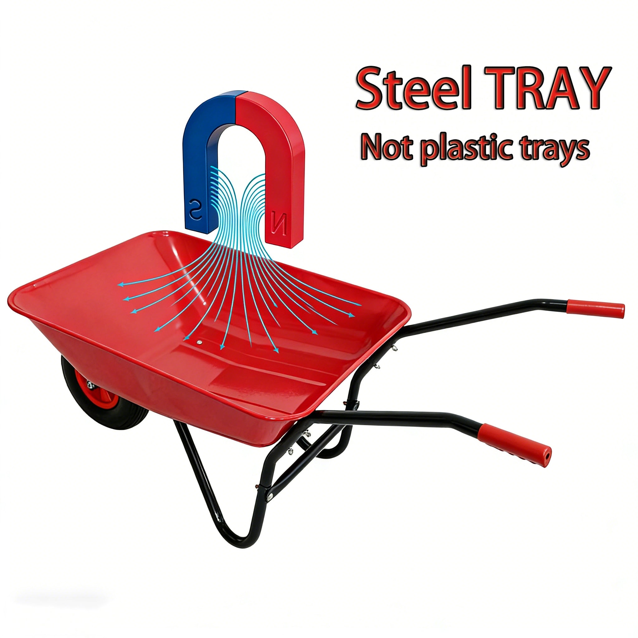 Steel TRAY wheel barrow trolley for red garden 12 inch pneumatic wheel