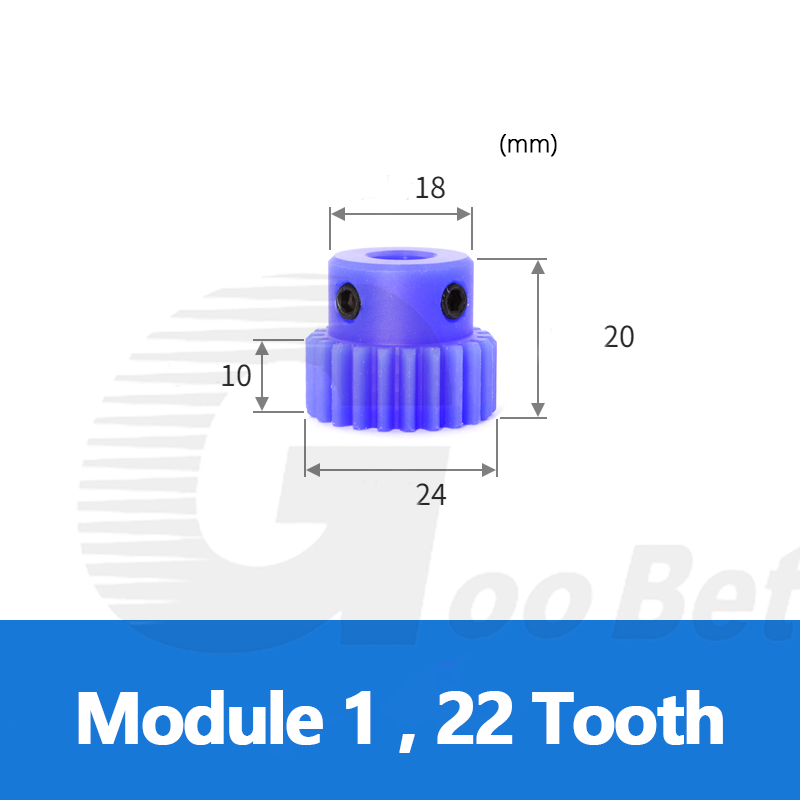 Nylon Mod 1 Spur Gear 15-150 Tooth with Step Pinion Motor Gears Bore 4-16mm Blue