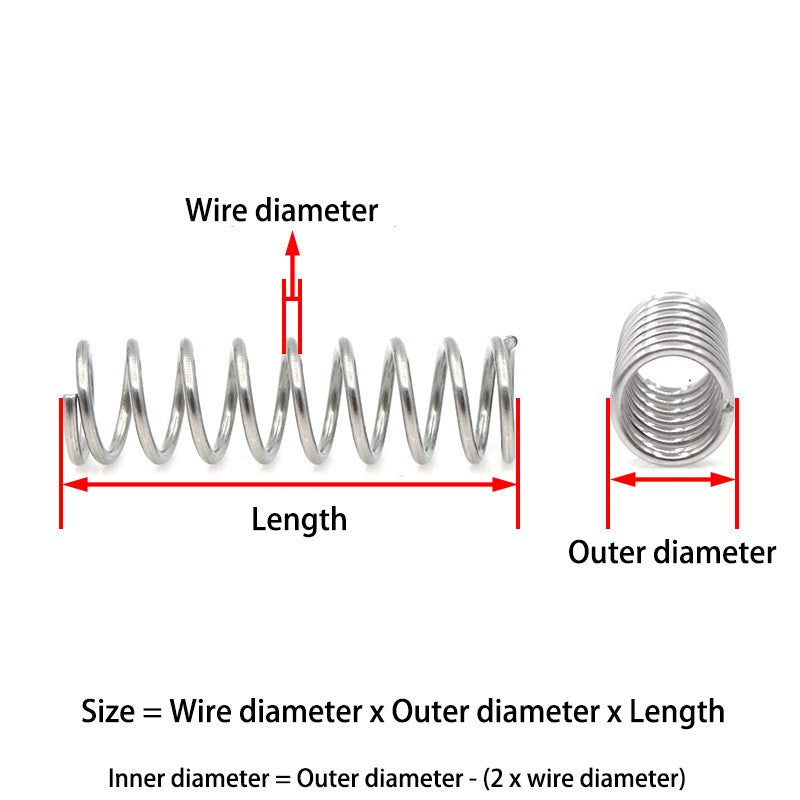 0.5mm Wire Dia A2 Stainless Steel Compression Springs Return Spring Multi Sizes