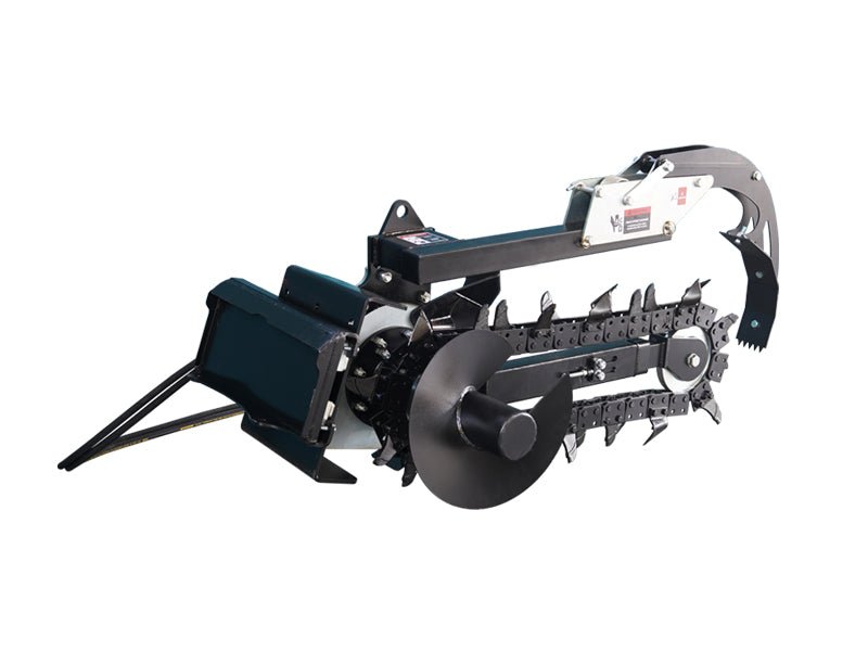 Skid Steer Trenchers Attachment with Adjustable Depth Control Foot, Universal Mount Plate - HomeDIYer