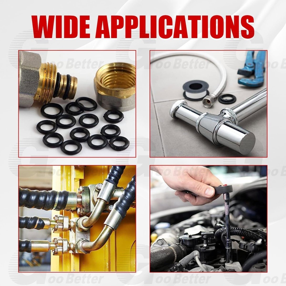 225pc Universal Rubber O - Ring Assortment Kit Gasket Plumbing Automotive Seal Set - HomeDIYer